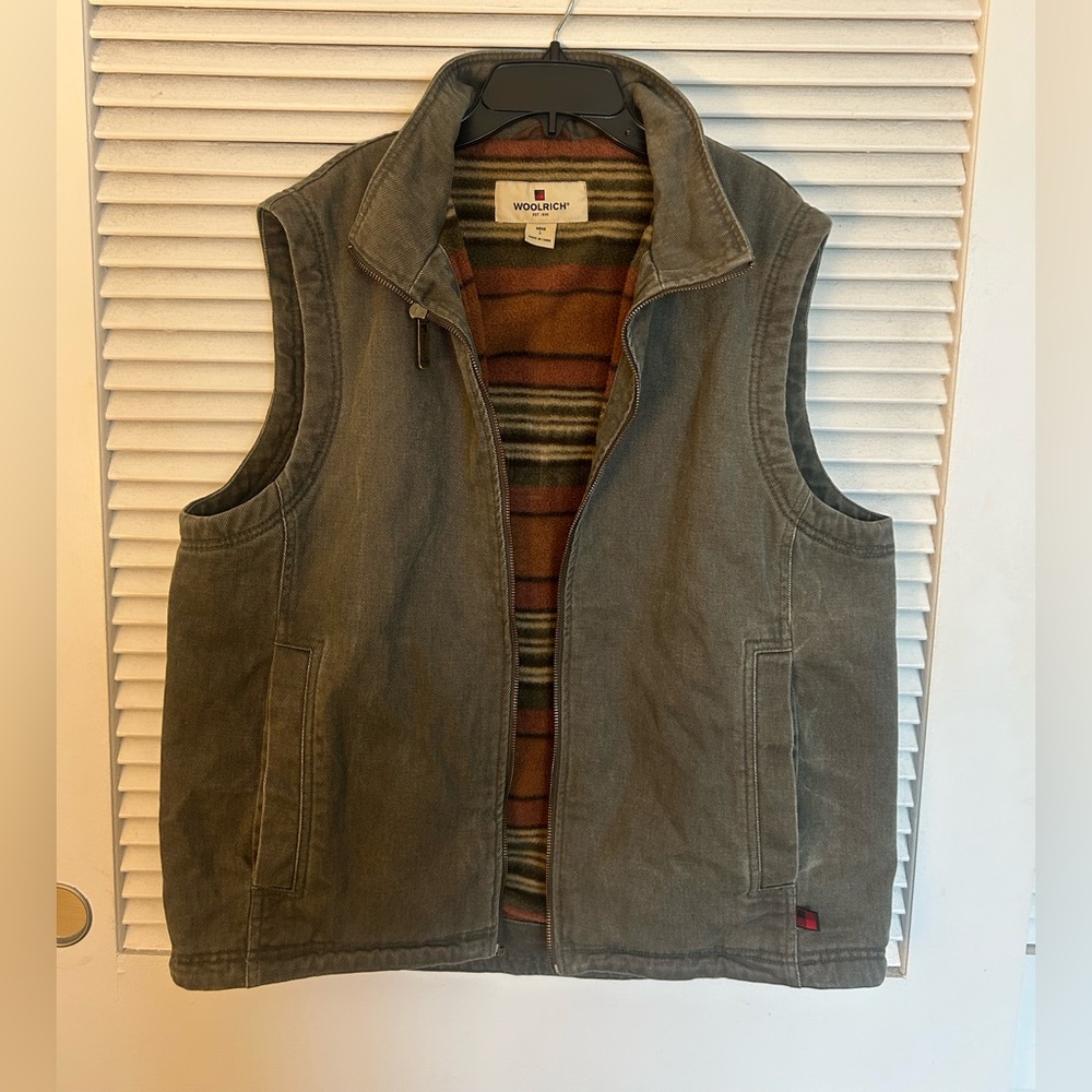 Woolrich Olive Green Quilted-Lined Utility Vest Men’s